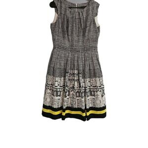 Ellen Tracy Women's Border Print Fit‎ & Flare Sleeveless Dress Size 6